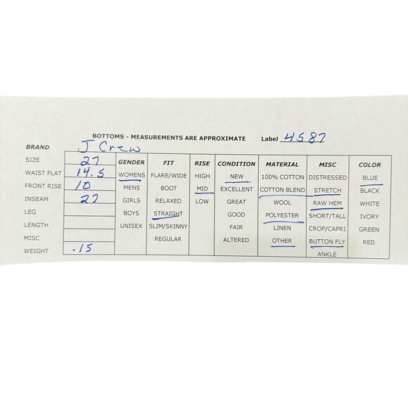 NEW J. Crew Womens Vintage Straight ECO Jeans J9755 Buttonfly Raw Hem Stretch 27 - Picture 10 of 11